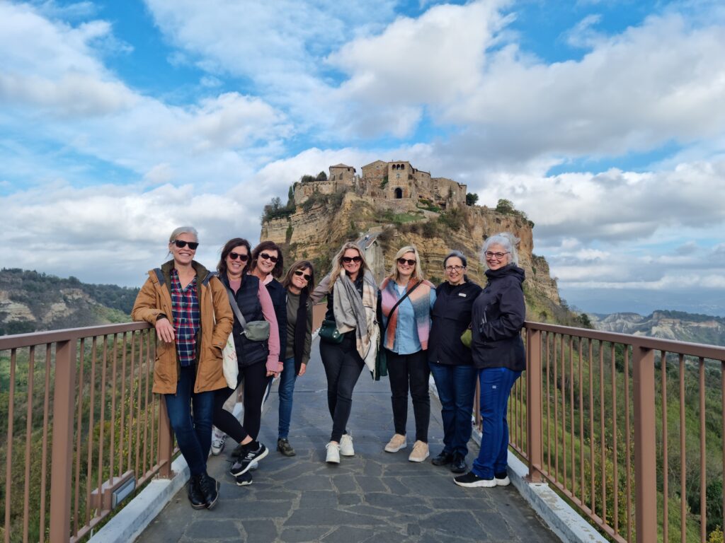 Tour group on the walkway to Civita di Bagnoregio