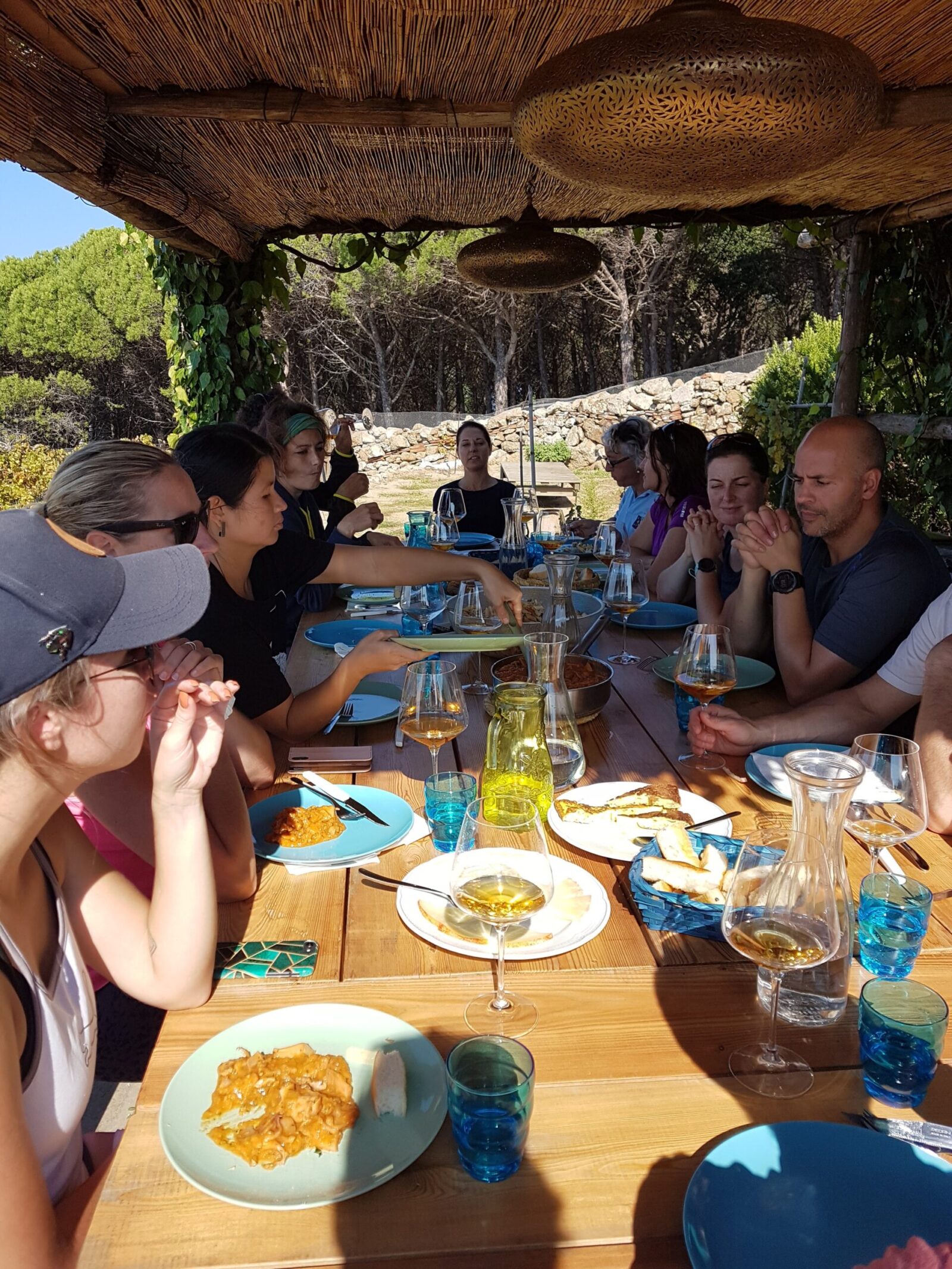 Tour group eating lunch at Giglio Porto