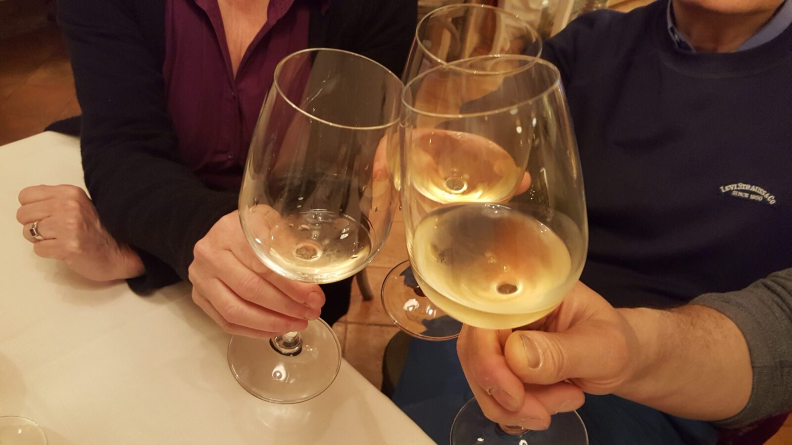 Cheers with a tour group