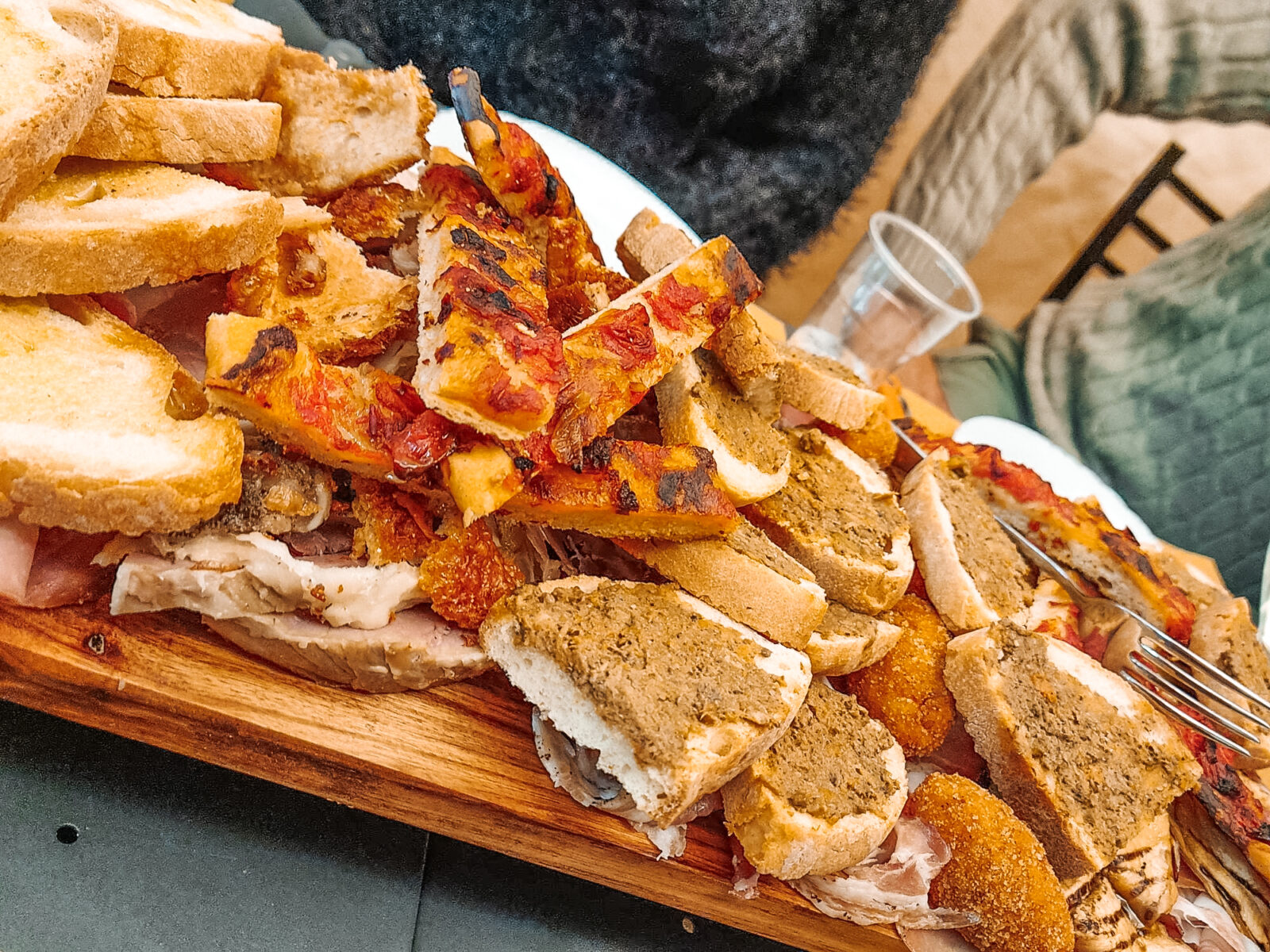 Lunch - appetizer platter meats bread