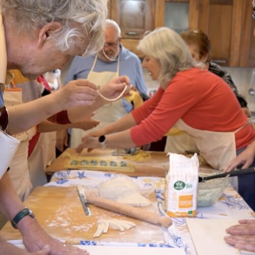 Cooking lesson - making pasta - kitchen shot