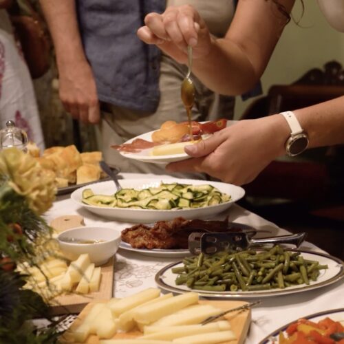 Group meals - hands serving food dinner
