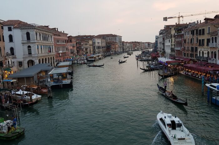 Venetian Canal lined with Restaurants