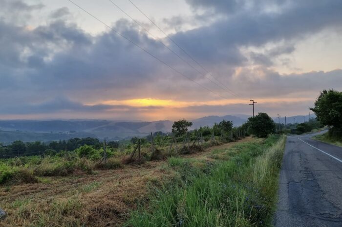 Rural road in Umbria sunset