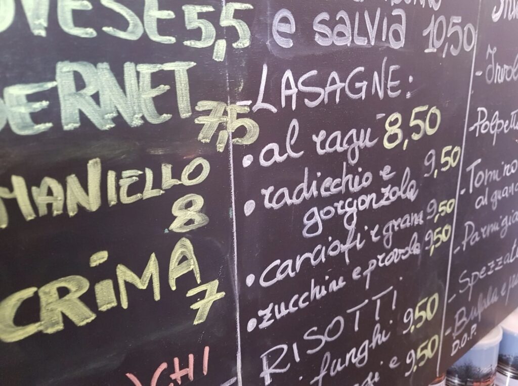 Menu with Prices For a Restaurant in Umbria